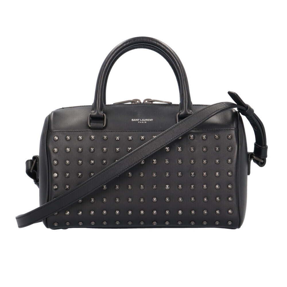 Saint Laurent Studded Classic Baby Duffle Shoulder Bag, Leather, Black, Women...